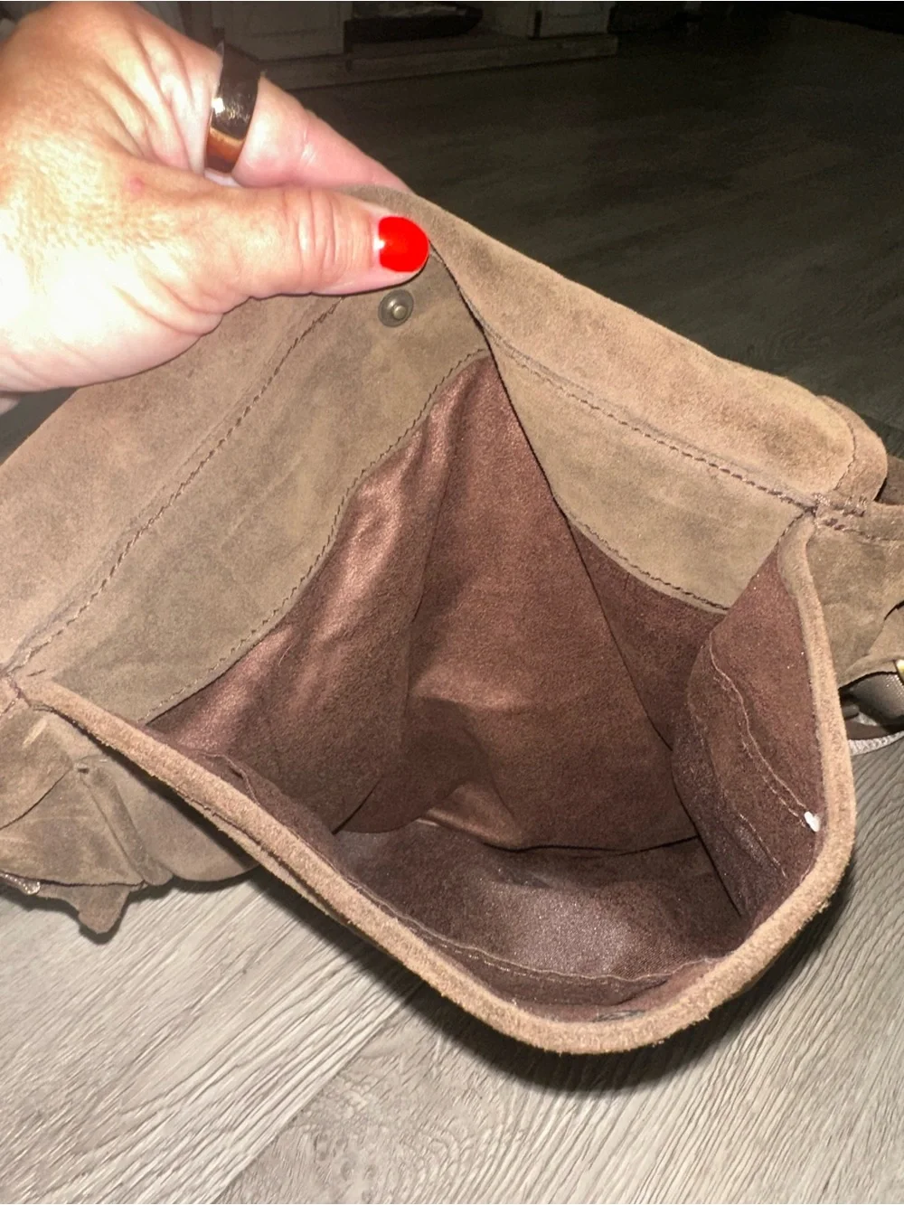 Made In Morocco Dark Brown Suede Leather Messenger Archive Bag Purse